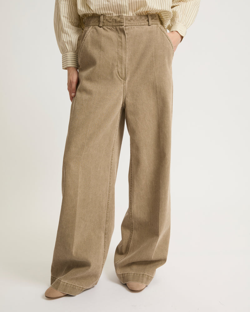 Wide-leg denim pants - beige - Yves Salomon