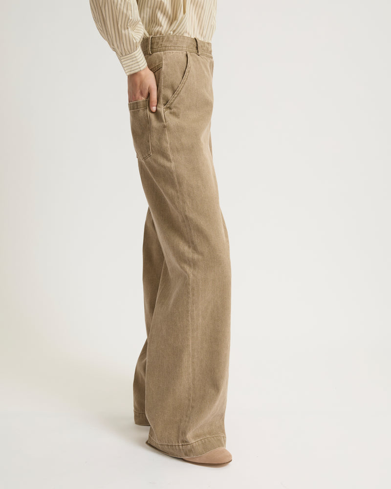 Wide-leg denim pants - beige - Yves Salomon