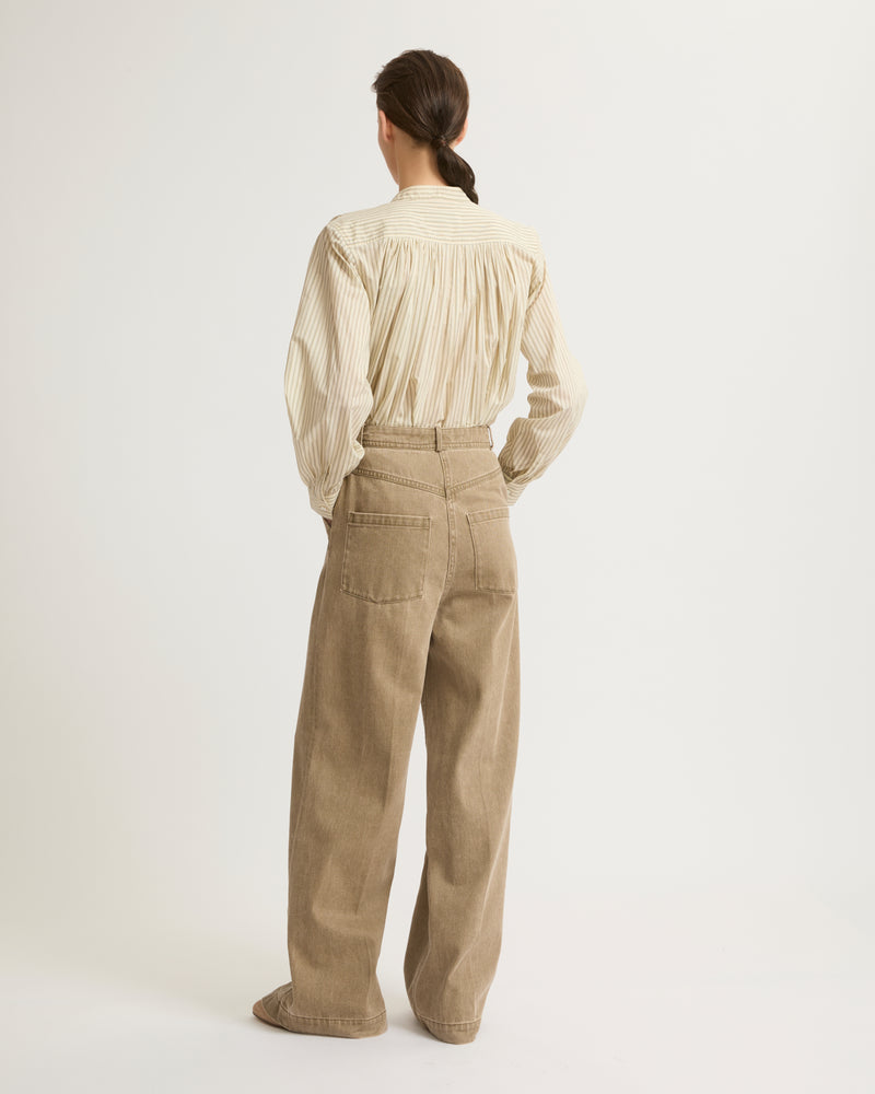 Wide-leg denim pants - beige - Yves Salomon