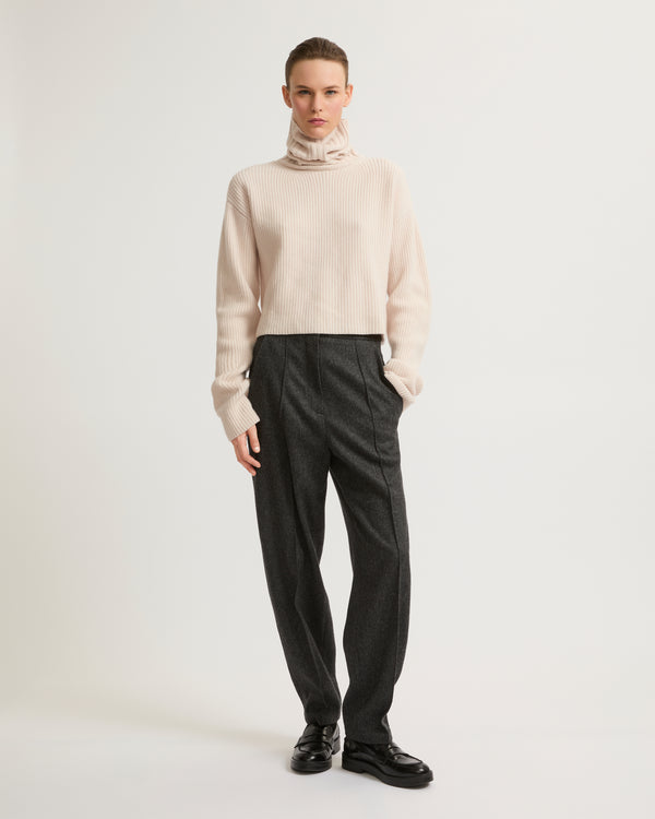 Flannel tailored trousers - grey - Yves Salomon