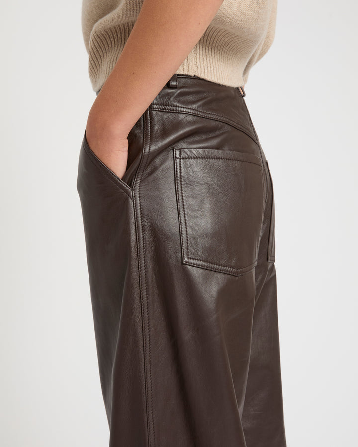 Straight trousers in lamb leather -Yves Salomon