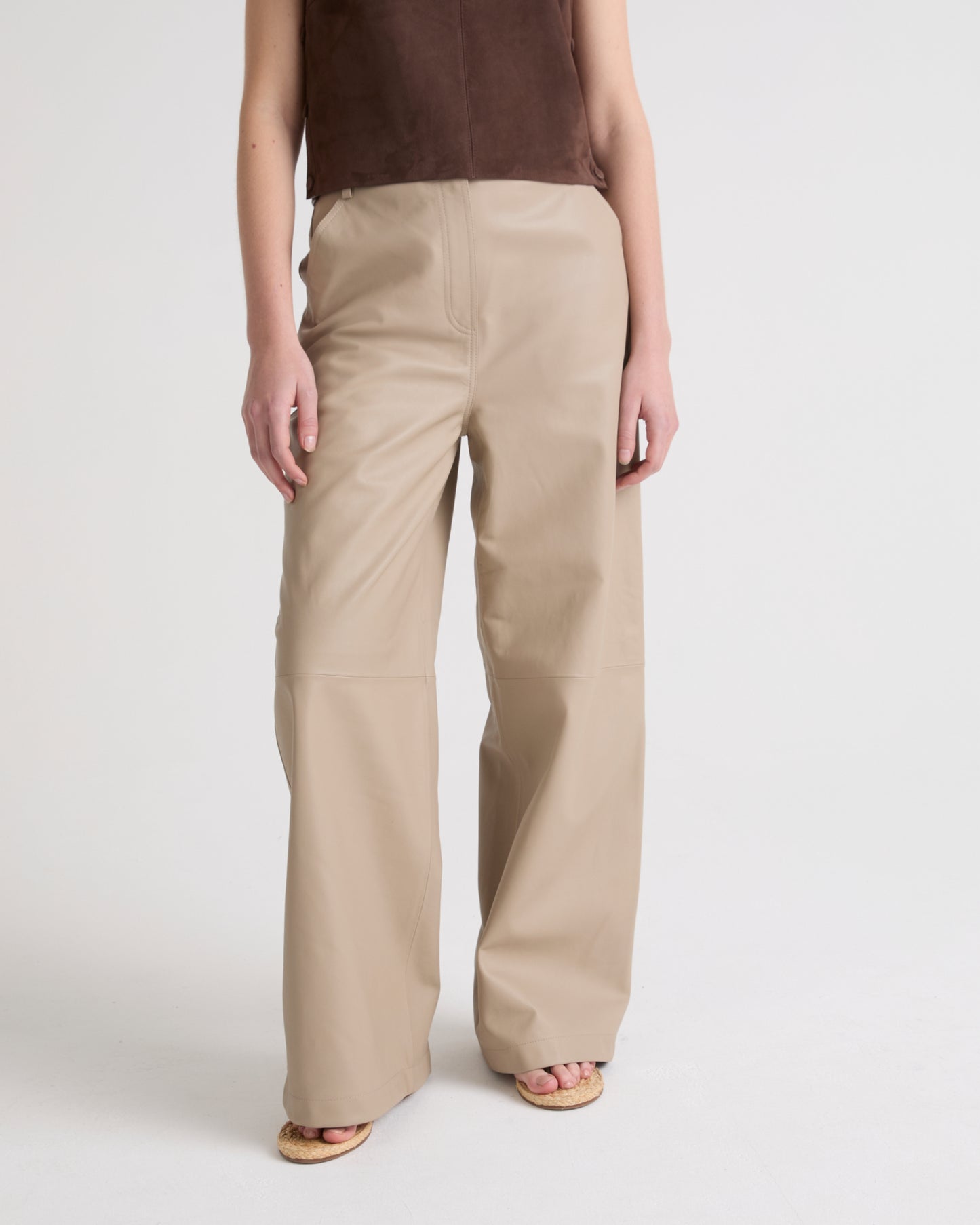 Straight trousers in lamb leather