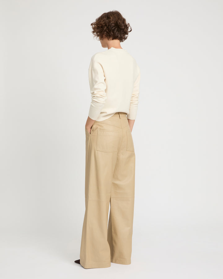 Straight trousers in lamb leather