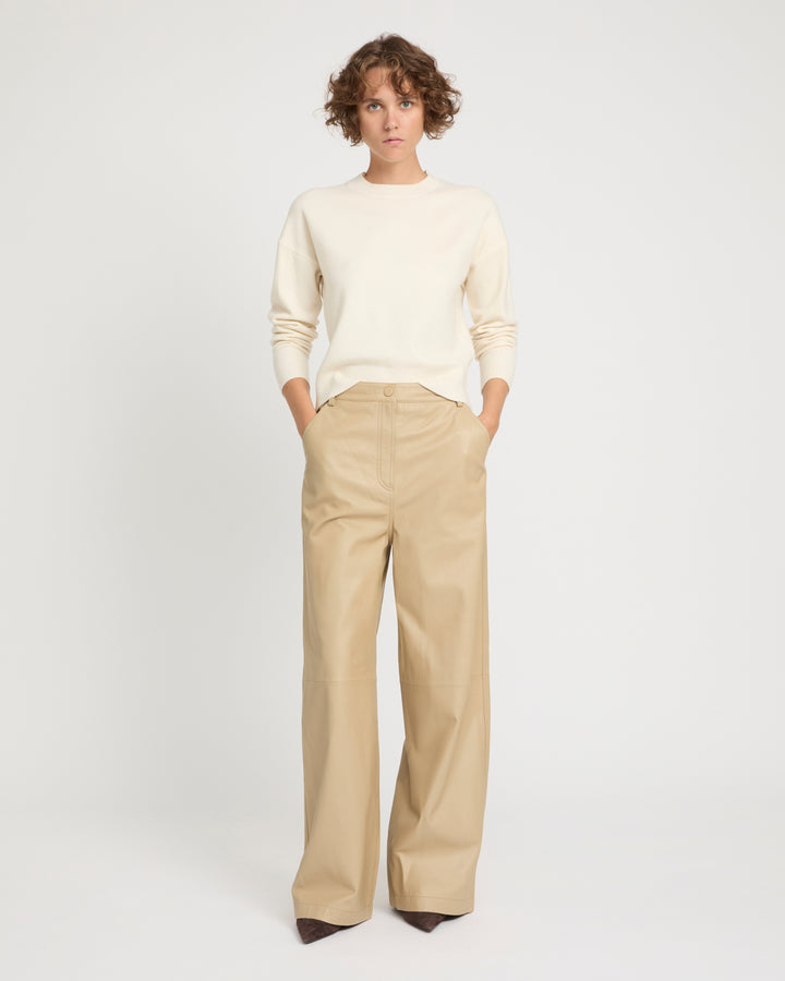 Straight trousers in lamb leather