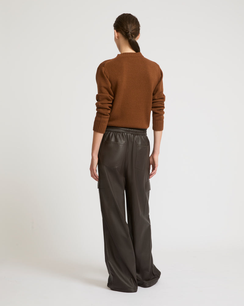 Wide-leg trousers in thin lambskin leather