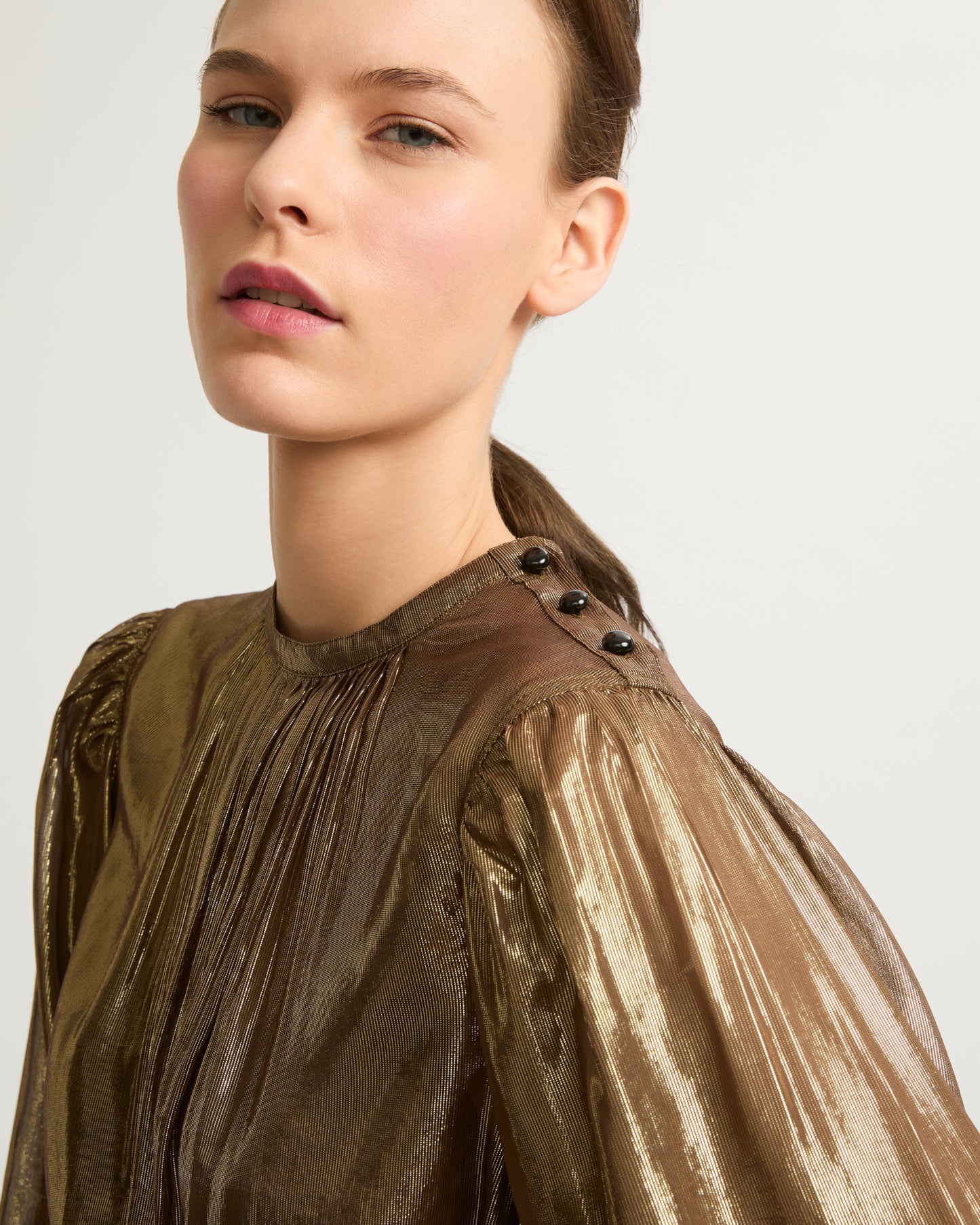Midi dress in lamé fabric-Yves salomon-Winter sale & boxing day