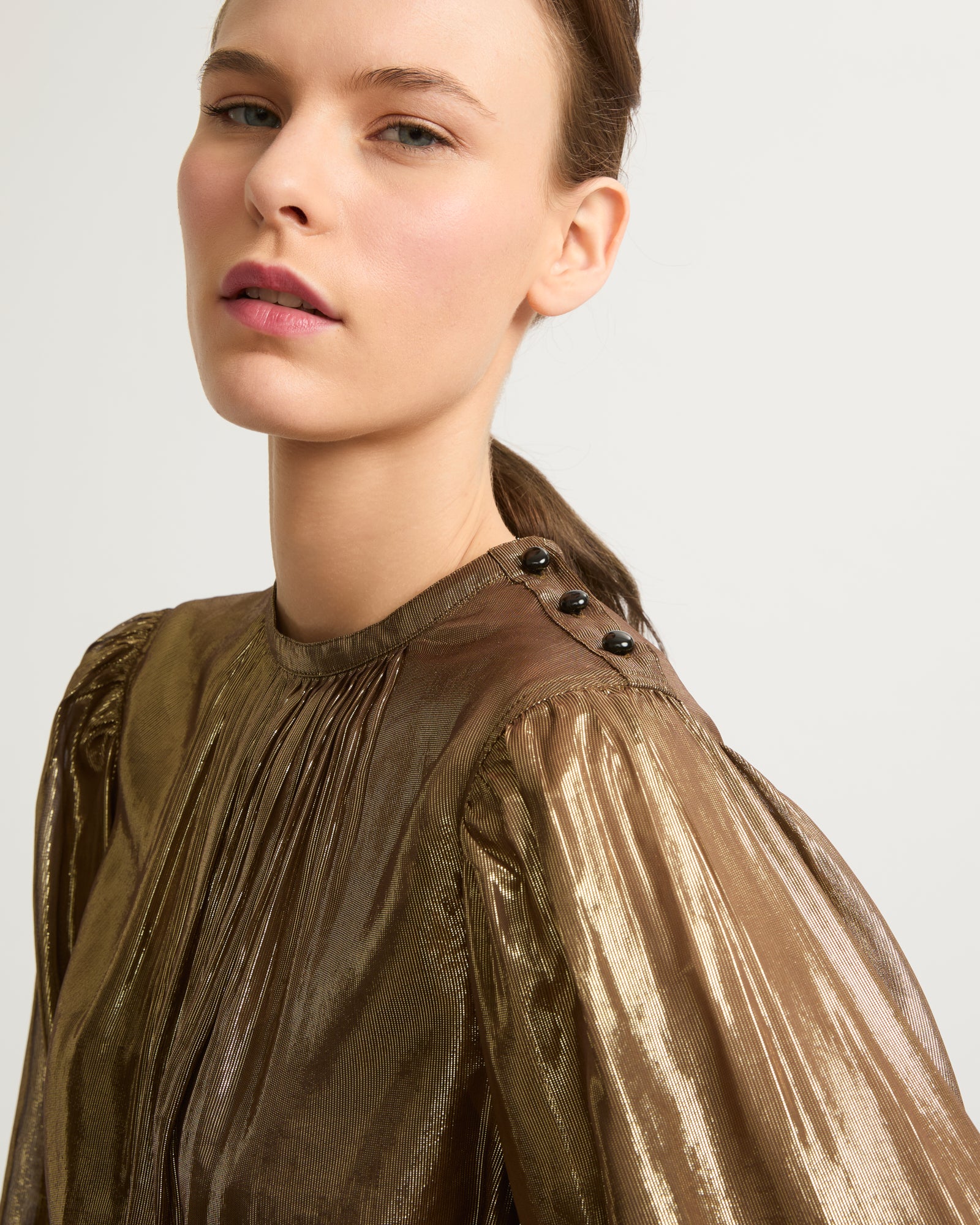 Midi dress in lamé fabric-Yves salomon-Winter sale & boxing day