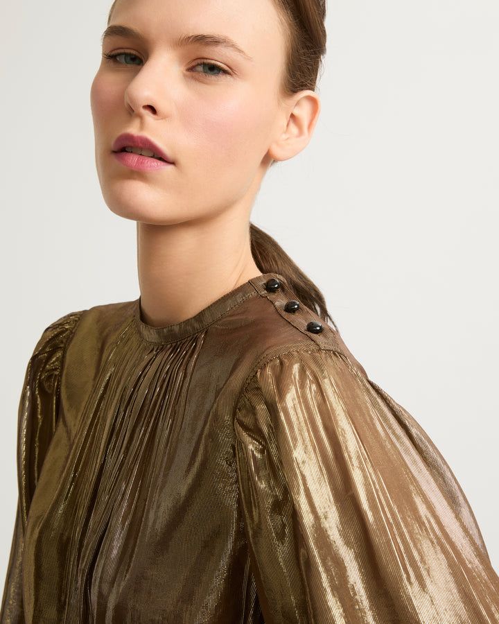 Midi dress in lamé fabric-Yves salomon-Winter sale & boxing day