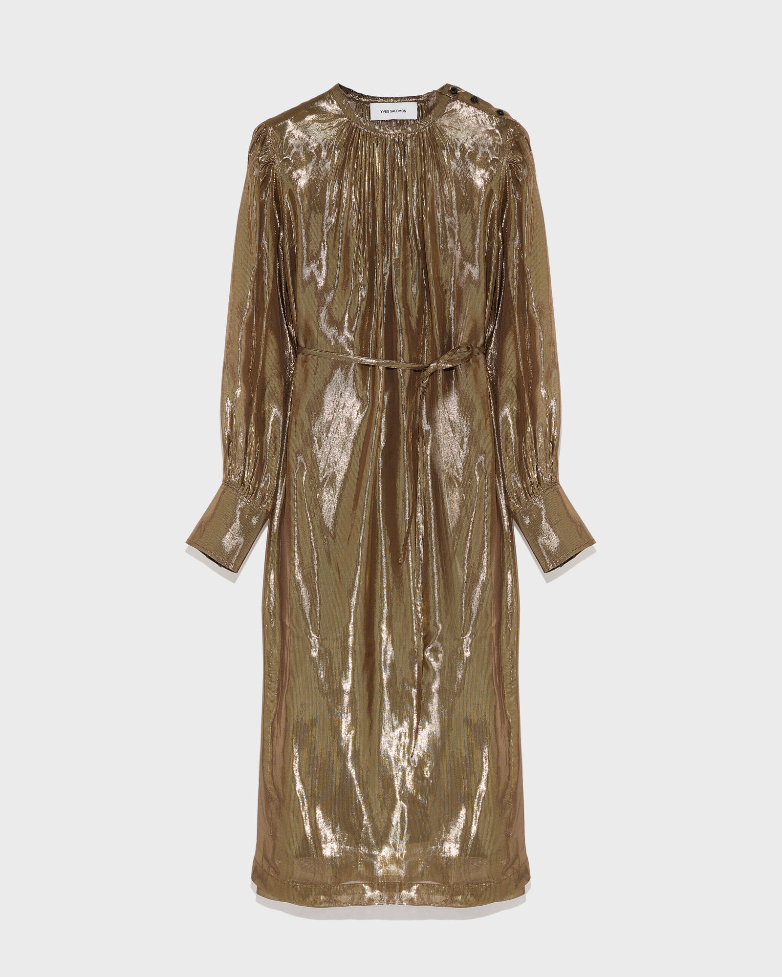 Midi dress in lamé fabric-Yves salomon-Winter sale & boxing day