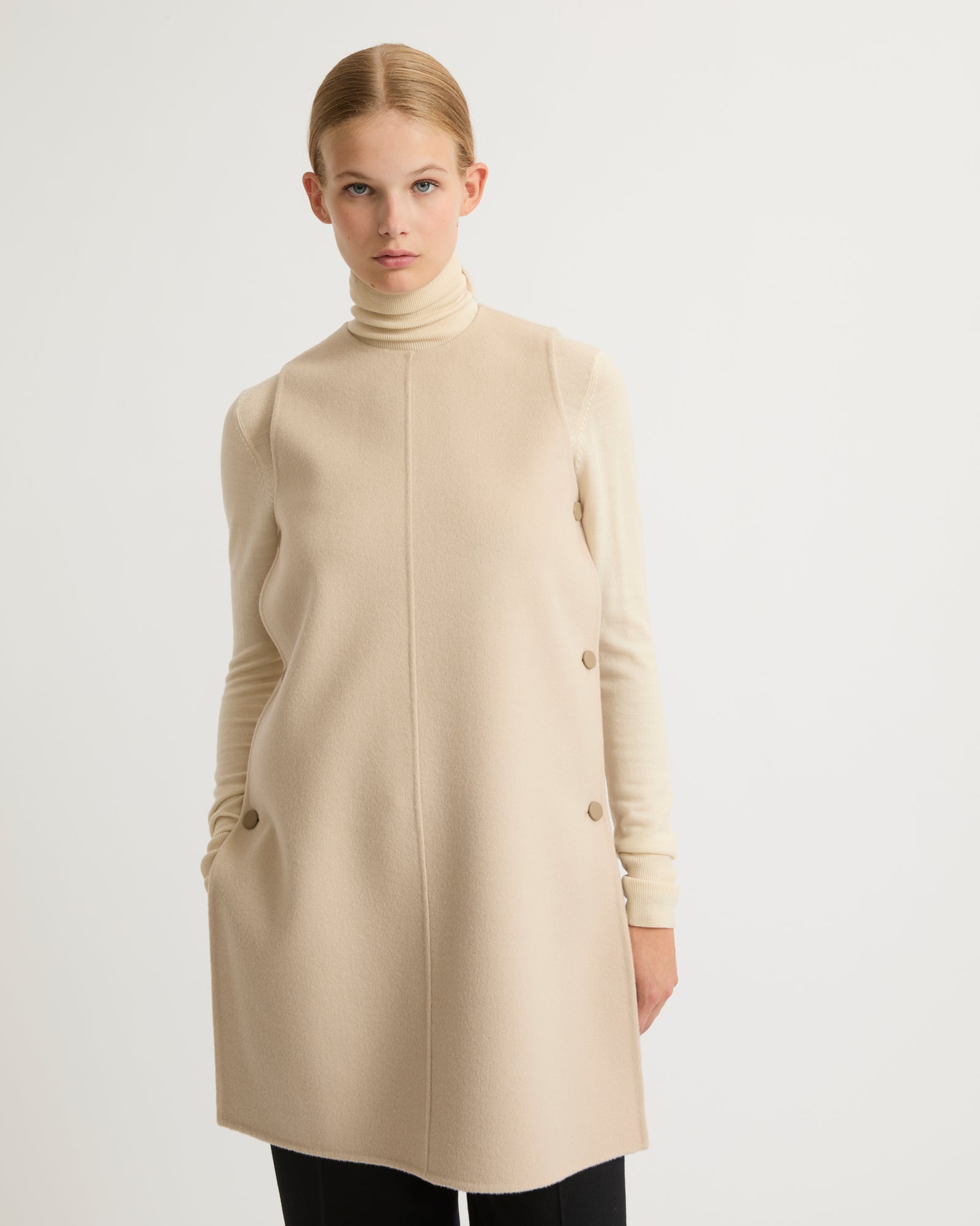 【l'or】sleeveless coat dress (beige) Love21 Womens Beige Sleeveless Zip Lined Dress Large Machine