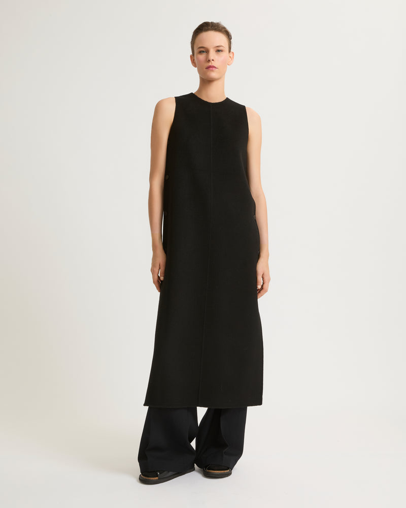 Long double-sided cashmere blend dress - black - Yves Salomon