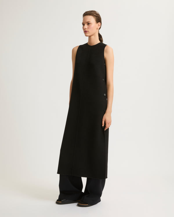 Long double-sided cashmere blend dress - black - Yves Salomon