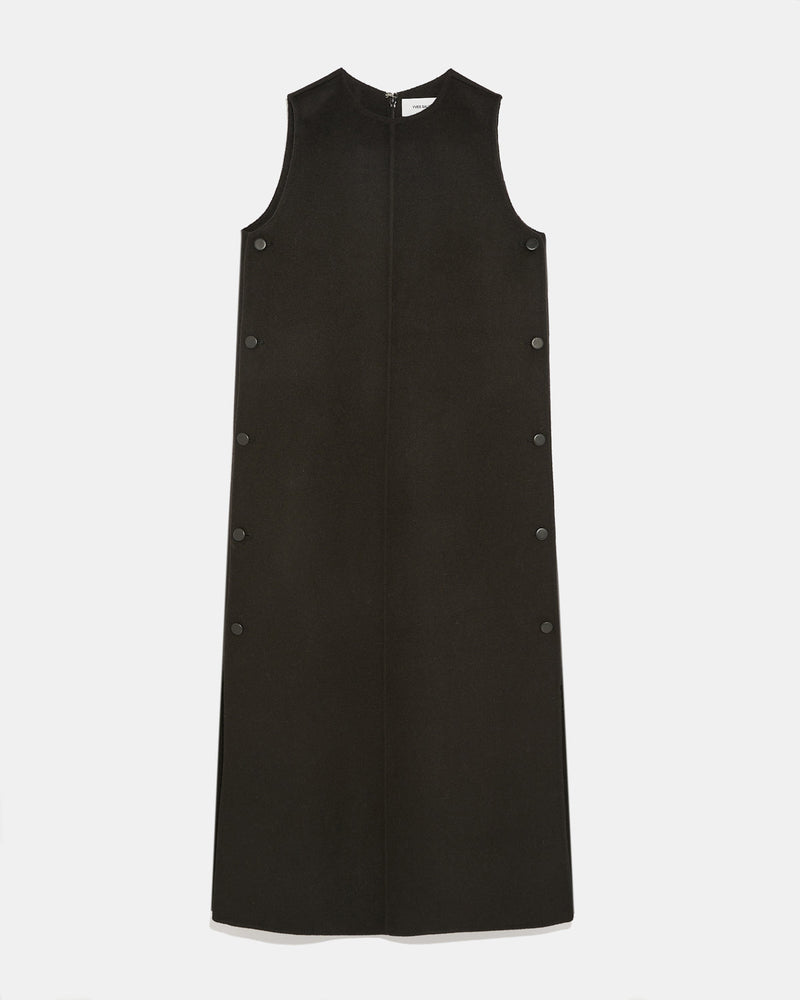 Long double-sided cashmere blend dress - black - Yves Salomon