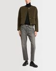 Double-sided cashmere blend round neck jacket