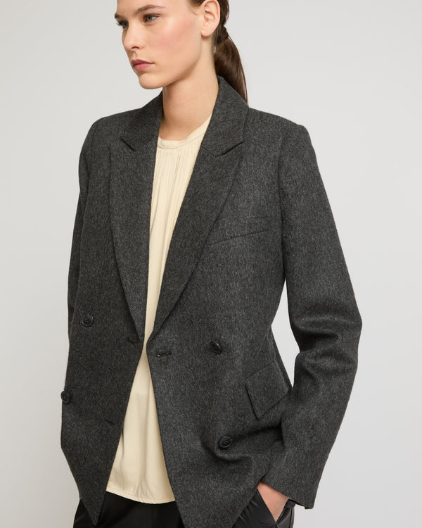 Flannel tailored jacket - grey - Yves Salomon