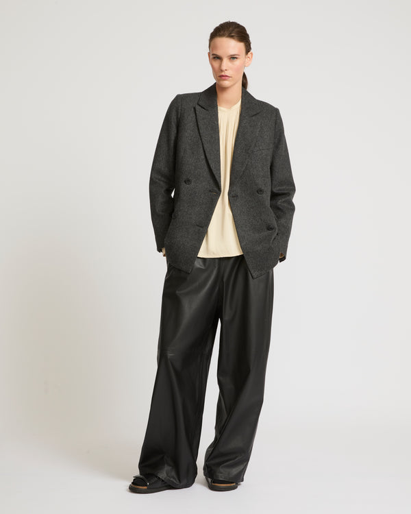 Flannel tailored jacket - grey - Yves Salomon