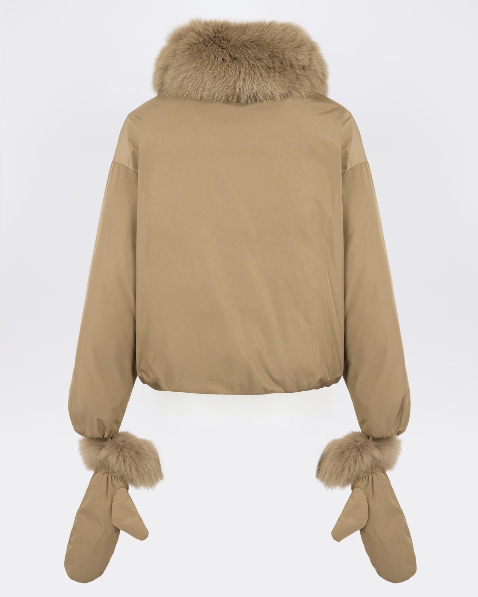 Short technical fabric down jacket with detachable fox fur collar - Yves Salomon - New Fall/Winter Collection