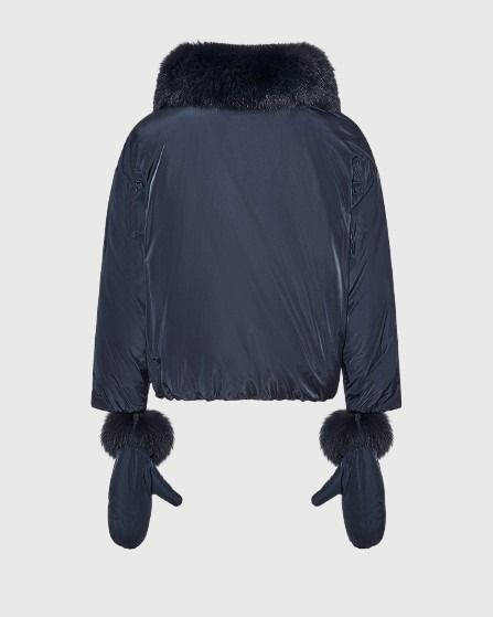 Short technical fabric down jacket with detachable fox fur collar - Yves Salomon - New Fall Winter Collection