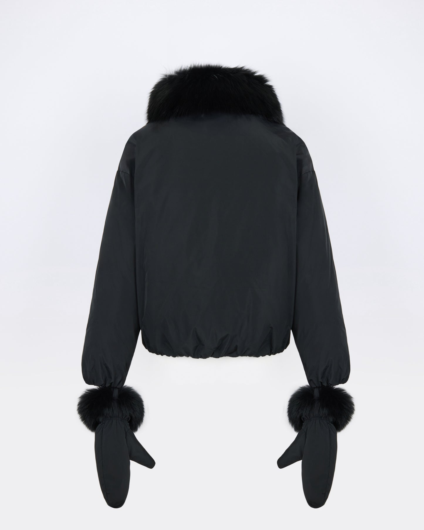 Short technical fabric down jacket with detachable fox fur collar - Yves Salomon - New Fall/Winter Collection