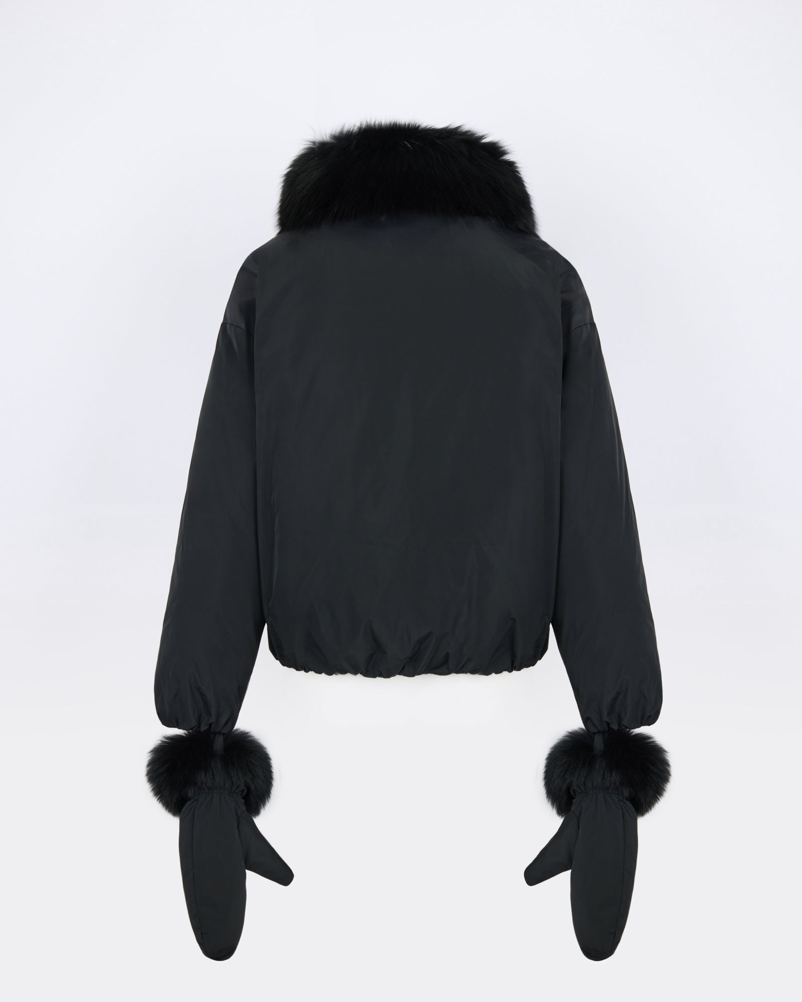 Short technical fabric down jacket with detachable fox fur collar - Yves Salomon - New Fall/Winter Collection