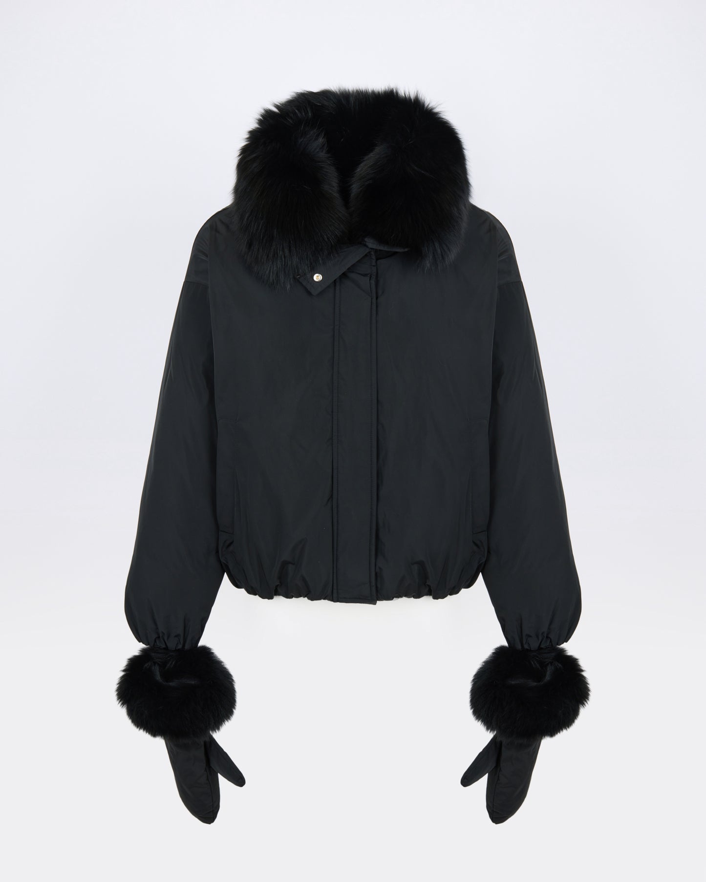 Short technical fabric down jacket with detachable fox fur collar - Yves Salomon - New Fall/Winter Collection