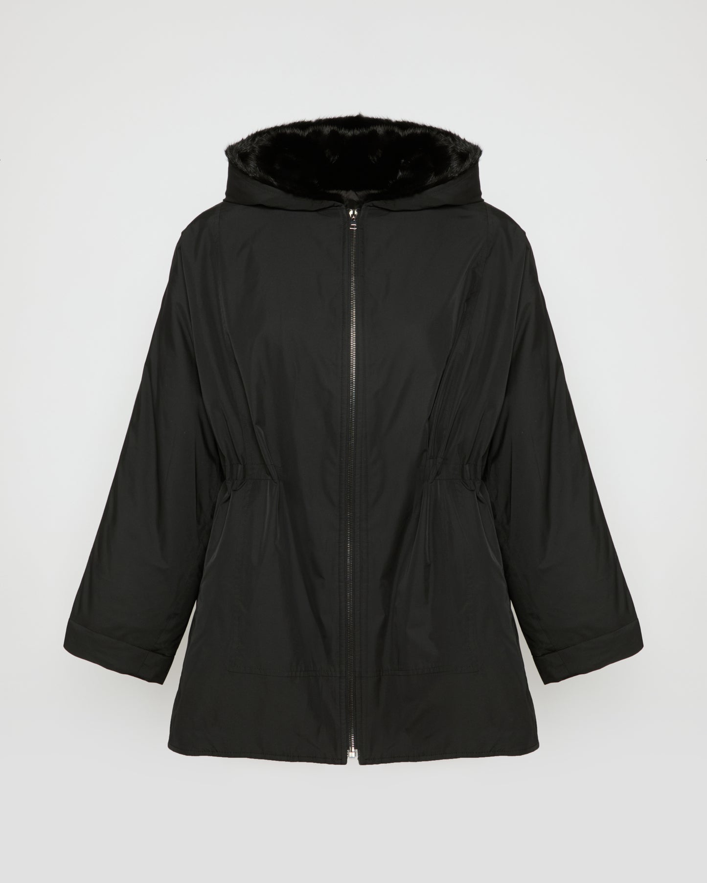Parka in technical fabric and long-haired mink fur