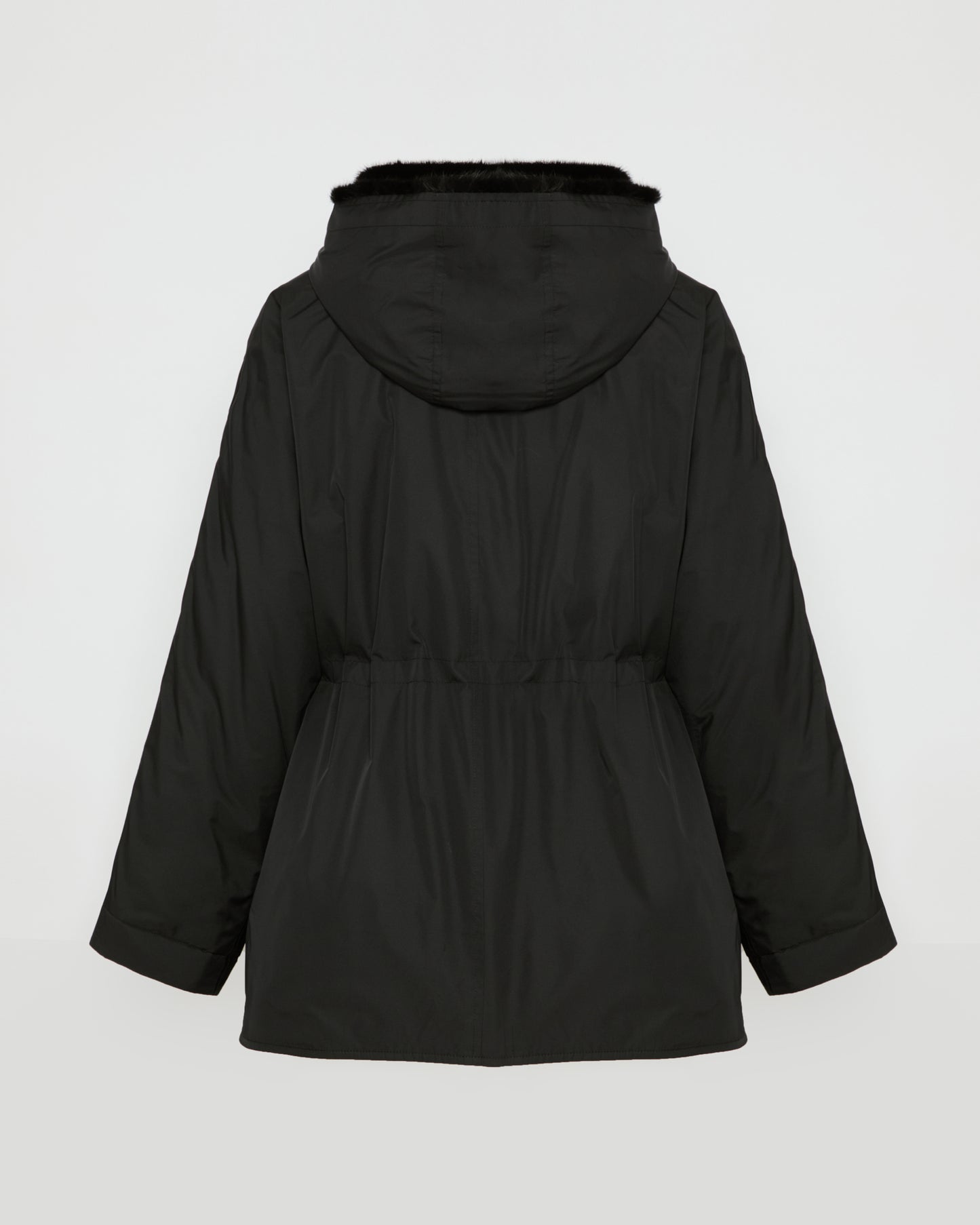 Parka in technical fabric and long-haired mink fur