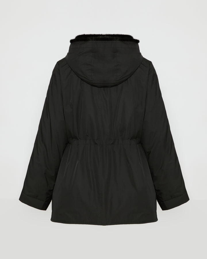 Parka in technical fabric and long-haired mink fur