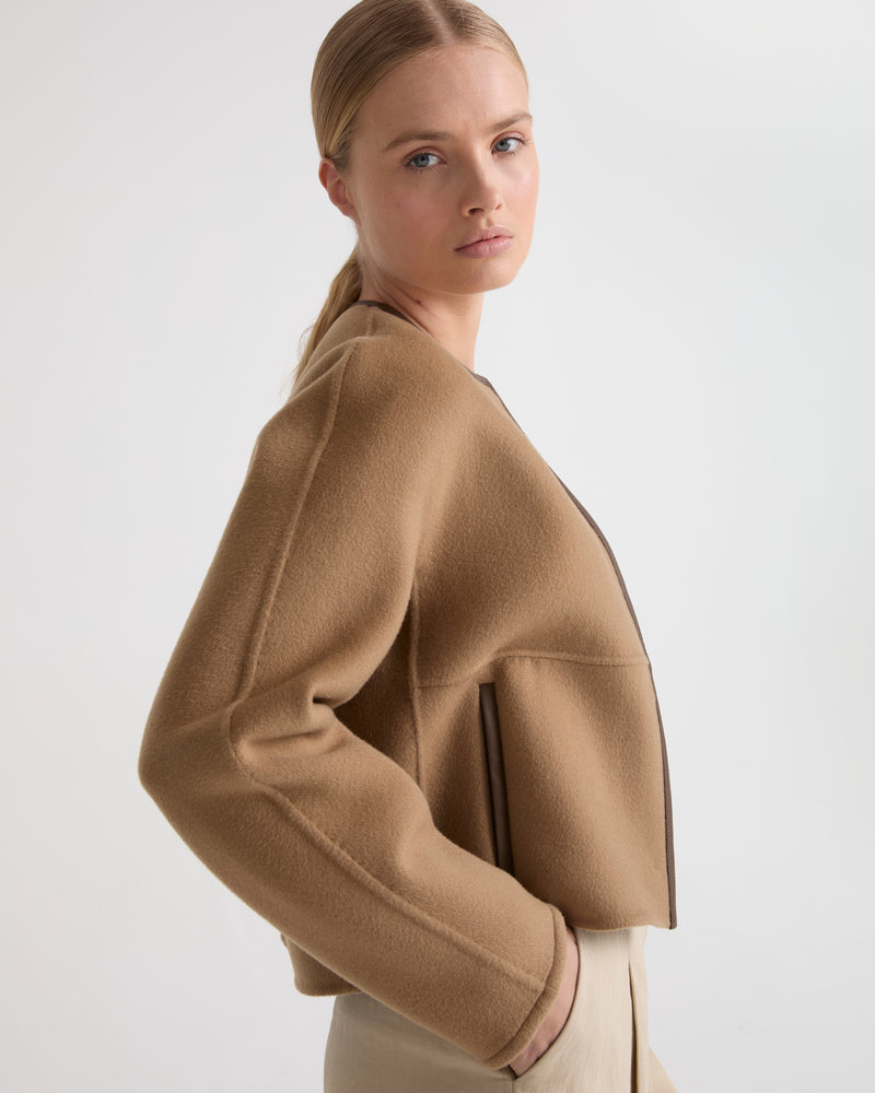 Short cashmere-mix wool jacket