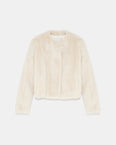 Long-haired mink fur round neck jacket