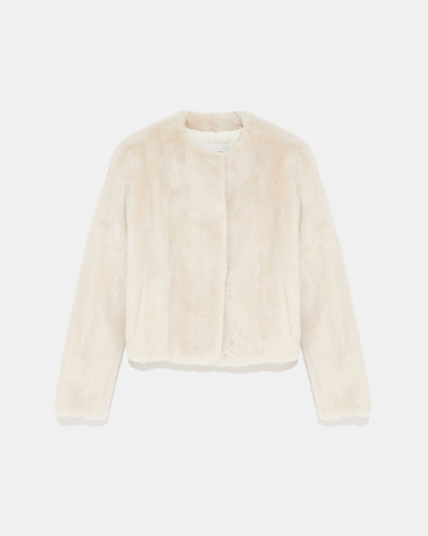 イロン YILON Waistmark eco fur coat Long-haired mink fur round neck jacket - brown - Yves