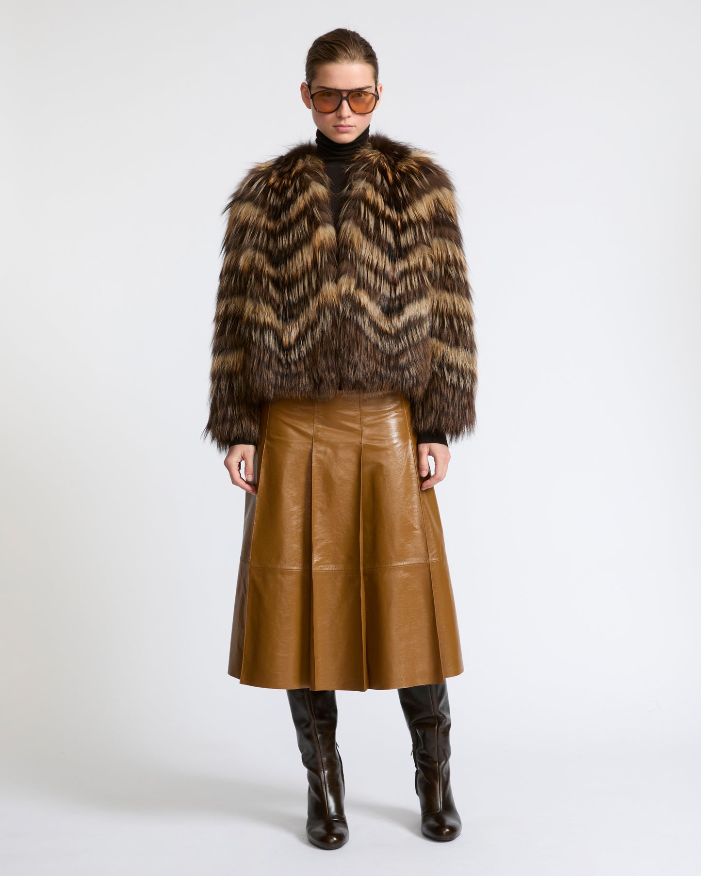 Belted jacket in merino knit and fox fur - Yves Salomon - New Fall Winter Collection
