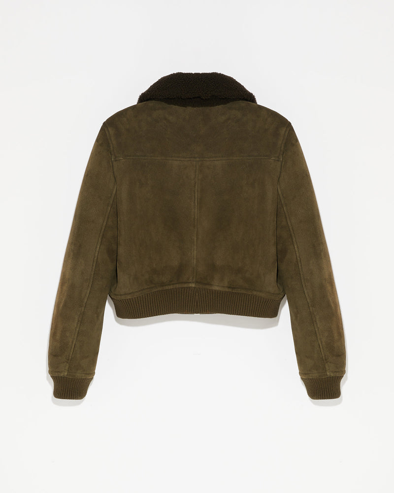 Suede merino bomber jacket - khaki - Yves Salomon