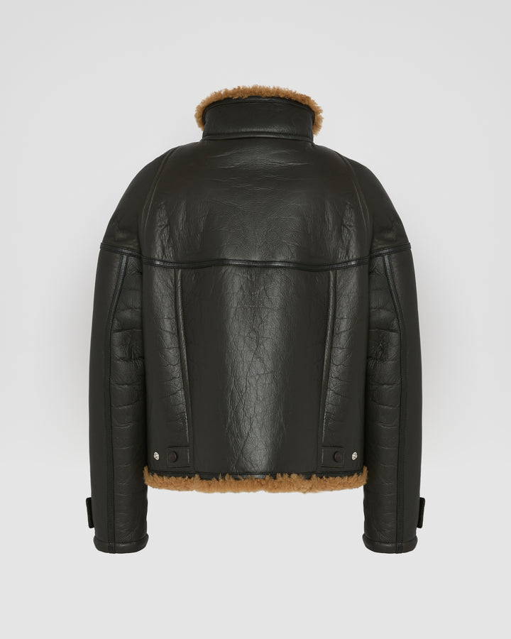 Black Friday - Yves Salomon - Gonfio merino cropped jacket - brown - back view