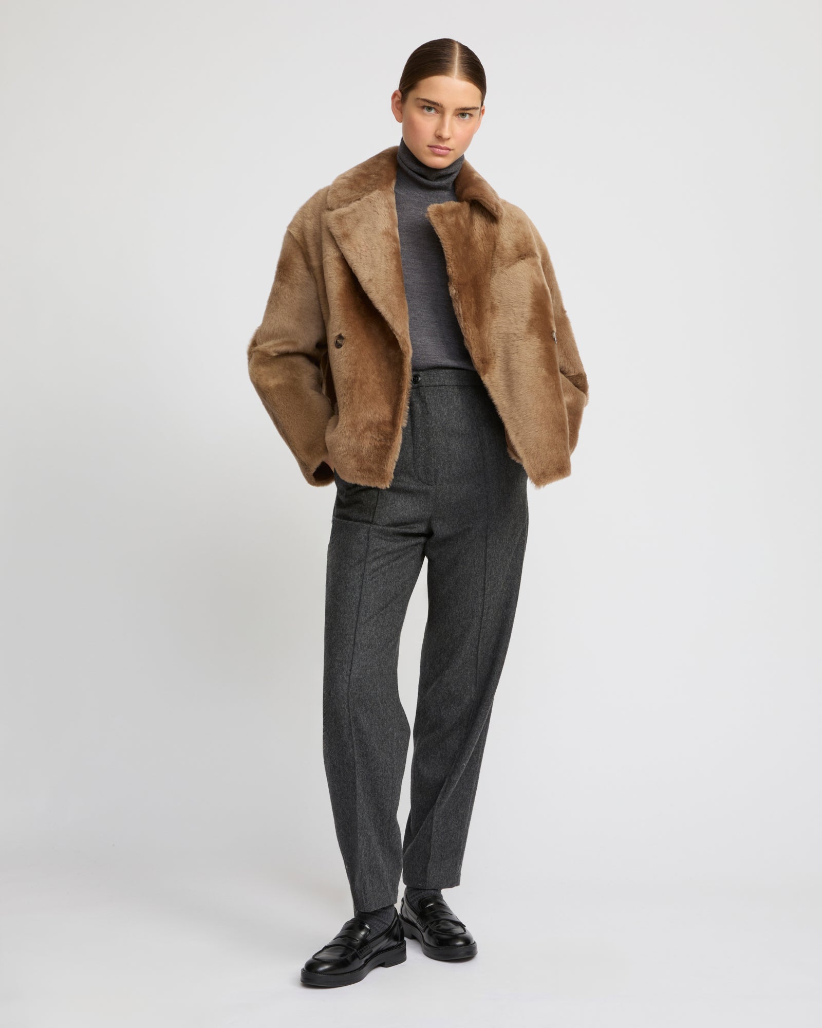 Shearling pea jacket - Yves Salomon