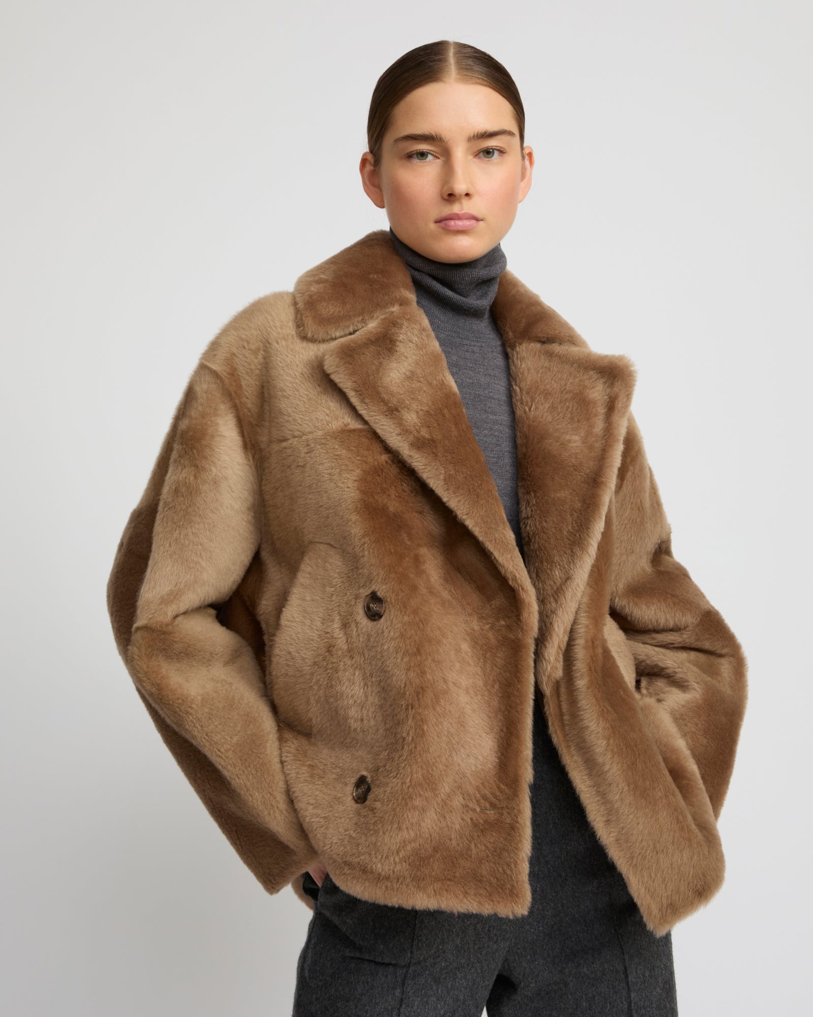 Shearling pea jacket - Yves Salomon
