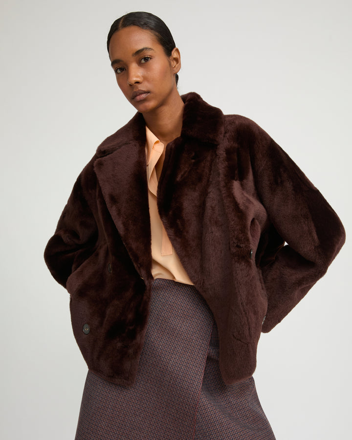 Shearling pea jacket