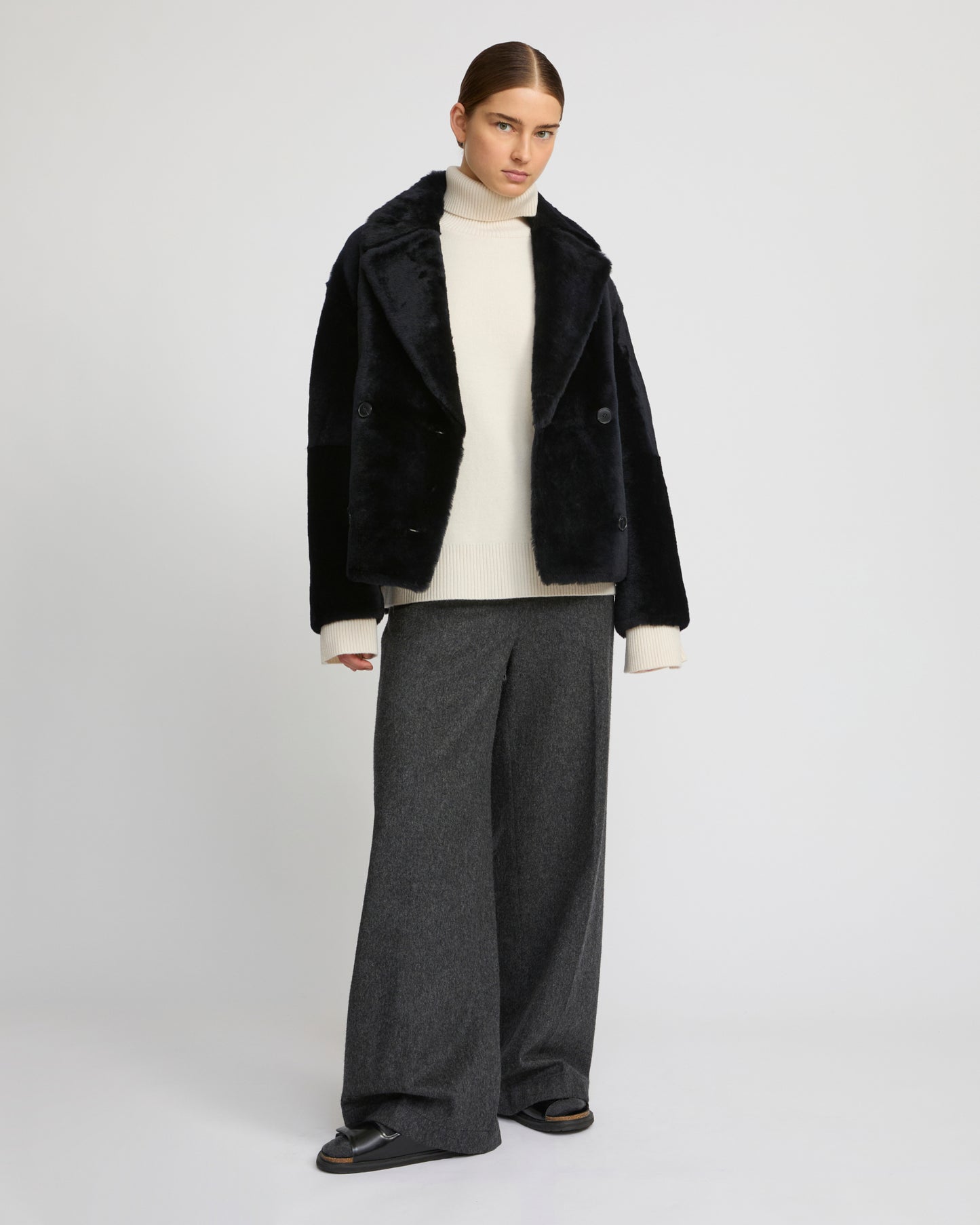 Shearling pea jacket - Yves Salomon