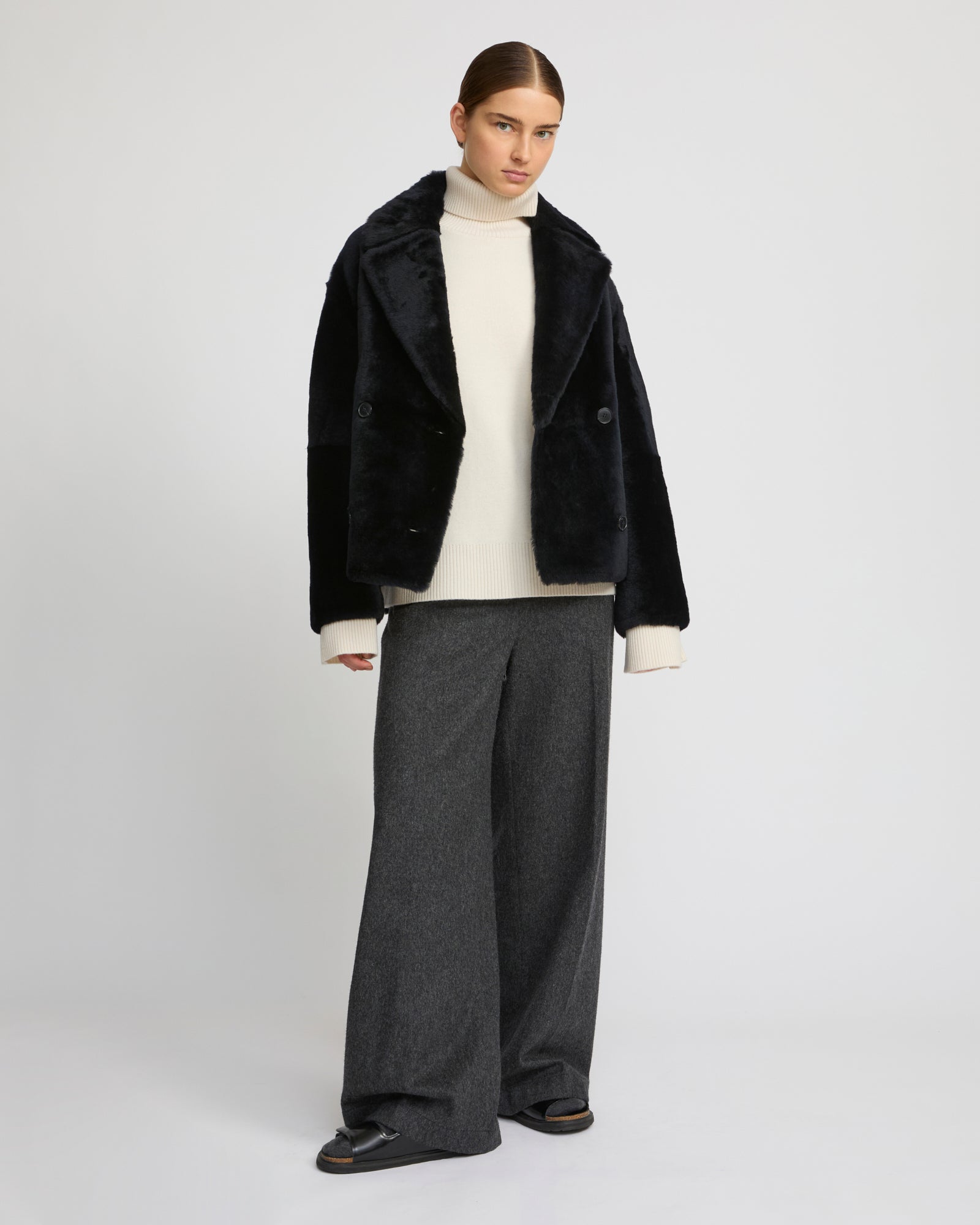Shearling pea jacket - Yves Salomon