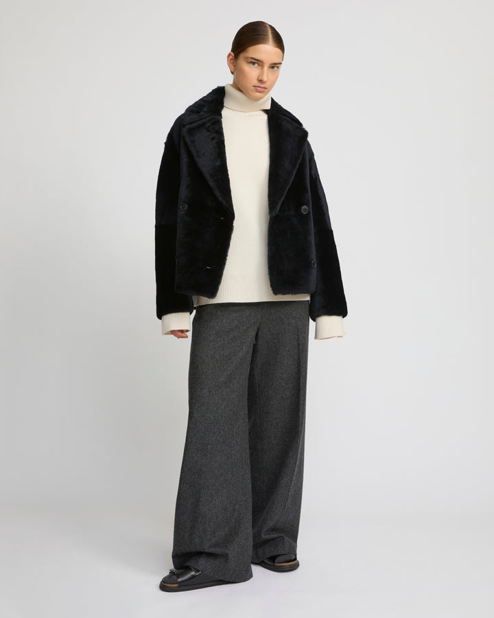 Shearling pea jacket