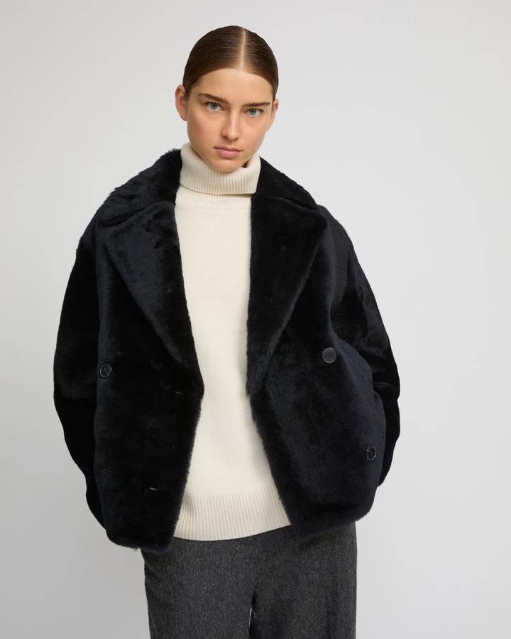 Shearling pea jacket