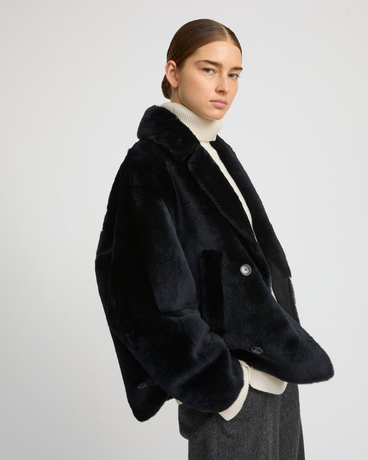 Shearling pea jacket
