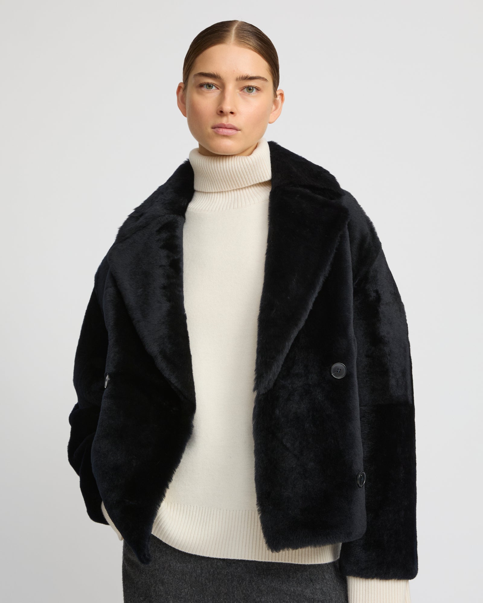 Shearling pea jacket - Yves Salomon