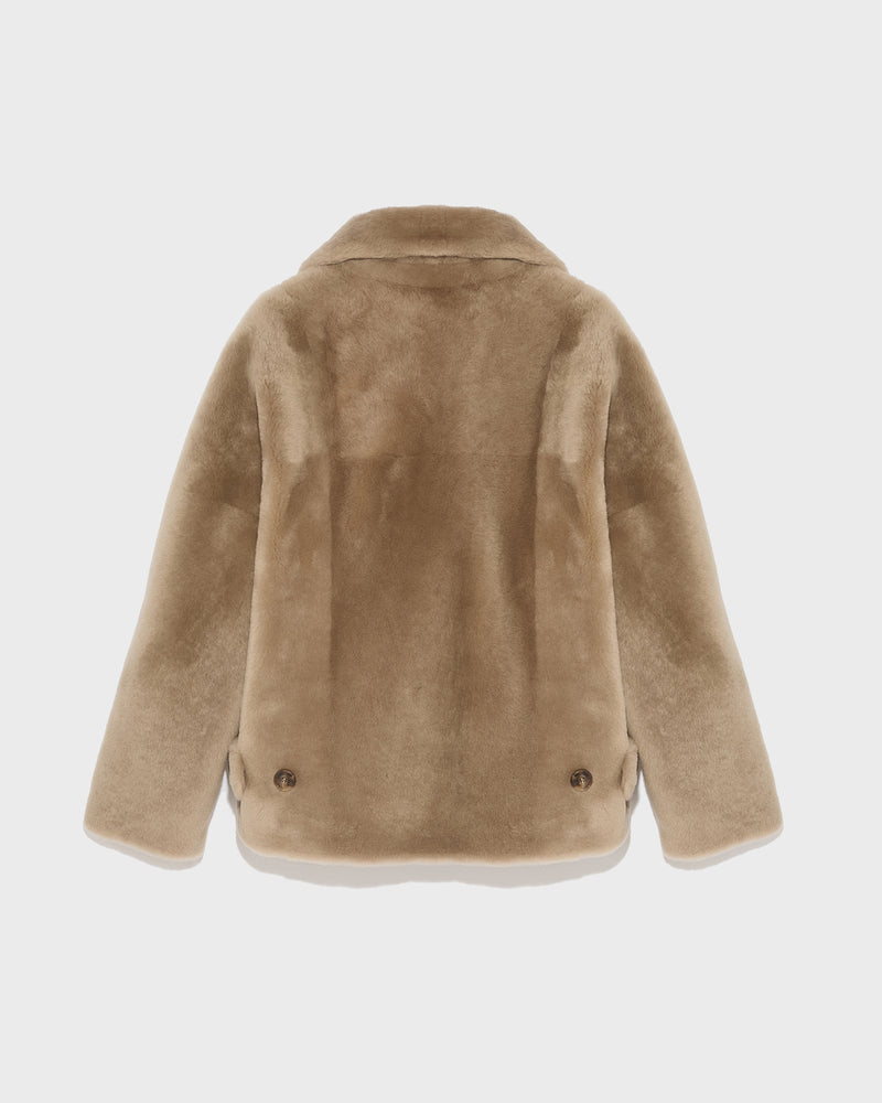 Shearling pea jacket - beige - Yves Salomon