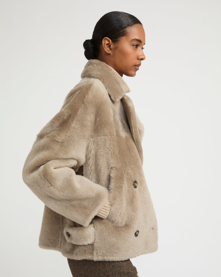 Shearling pea jacket