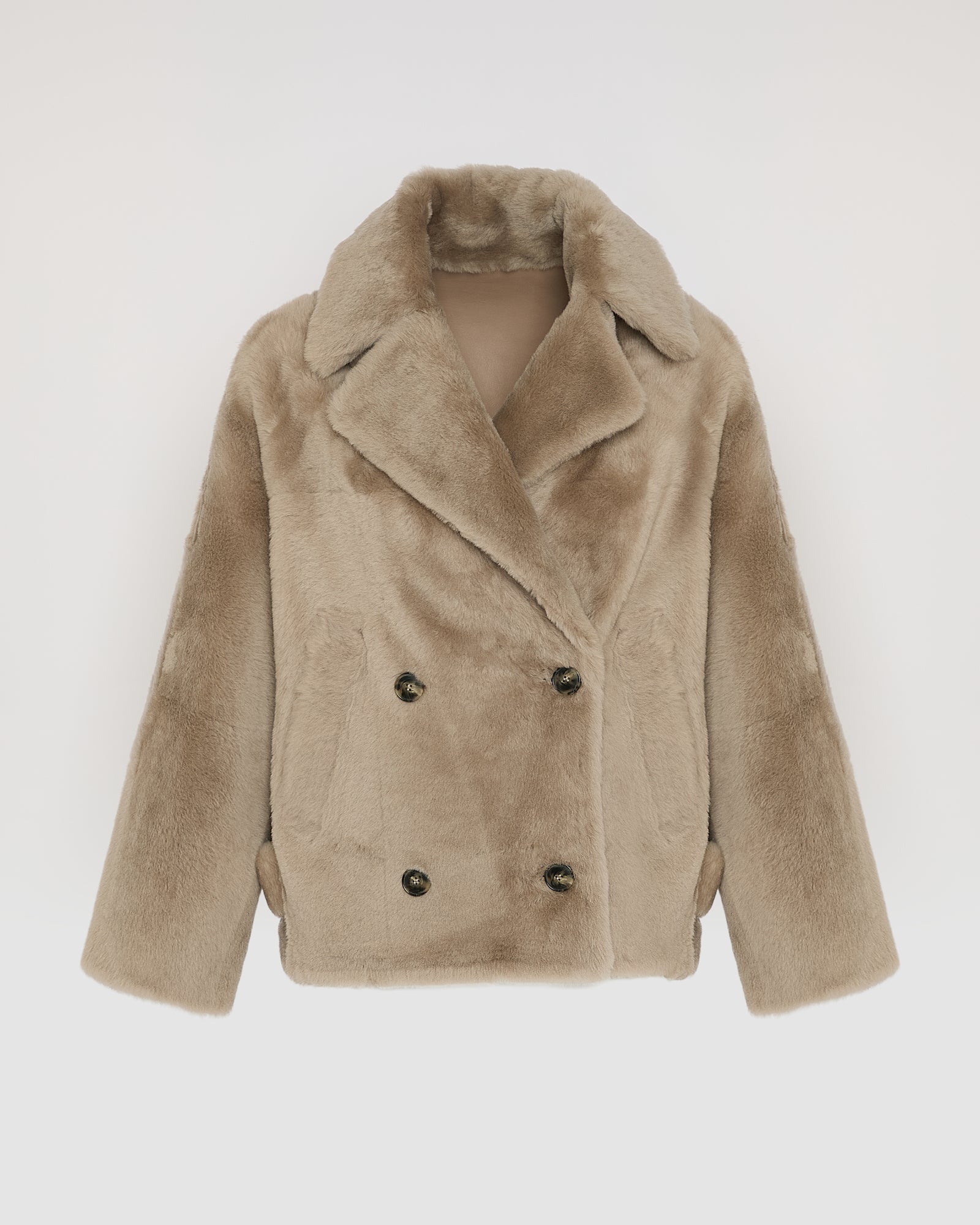 Shearling pea jacket - beige - Yves Salomon – Yves Salomon US