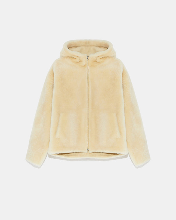 Hooded shearling jacket - white - Yves Salomon