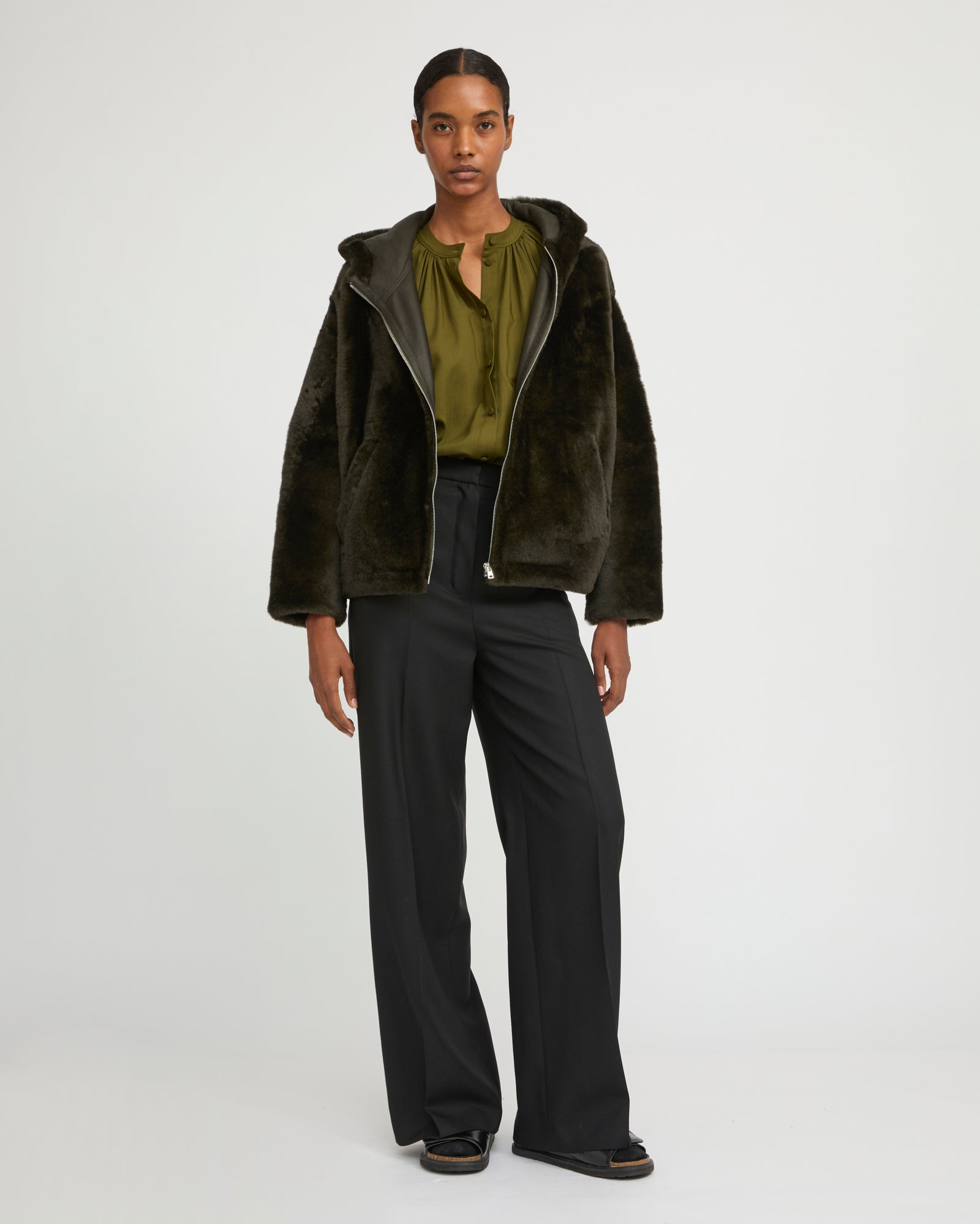Hooded shearling jacket - Yves Salomon