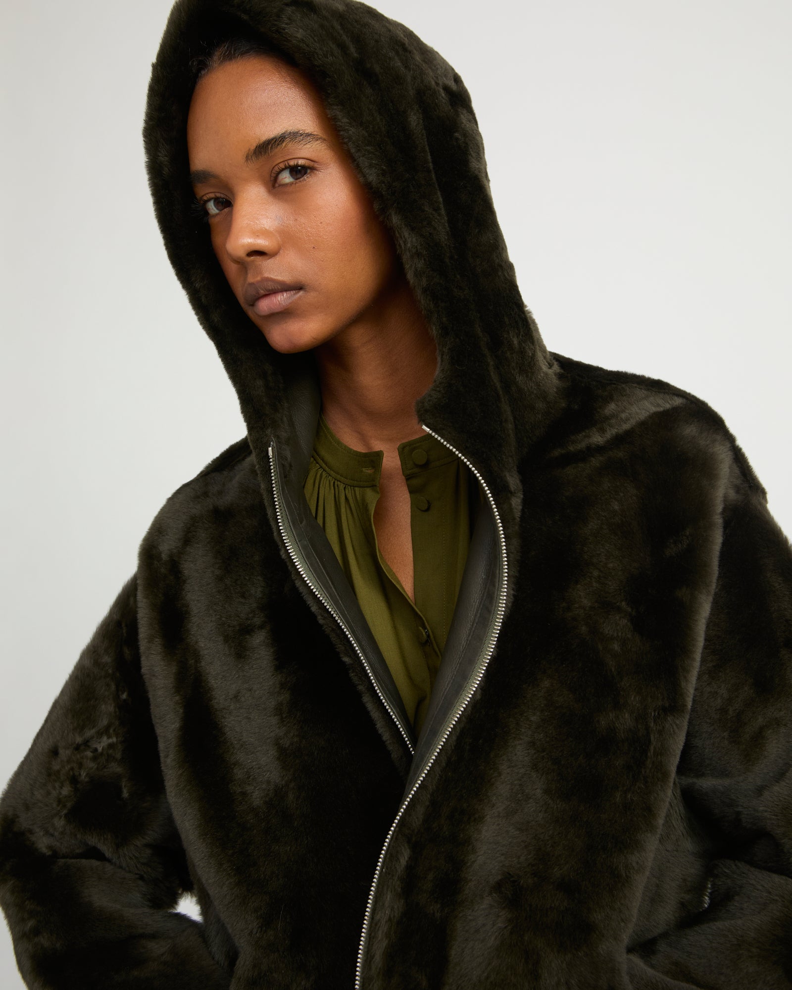 Hooded shearling jacket - Yves Salomon
