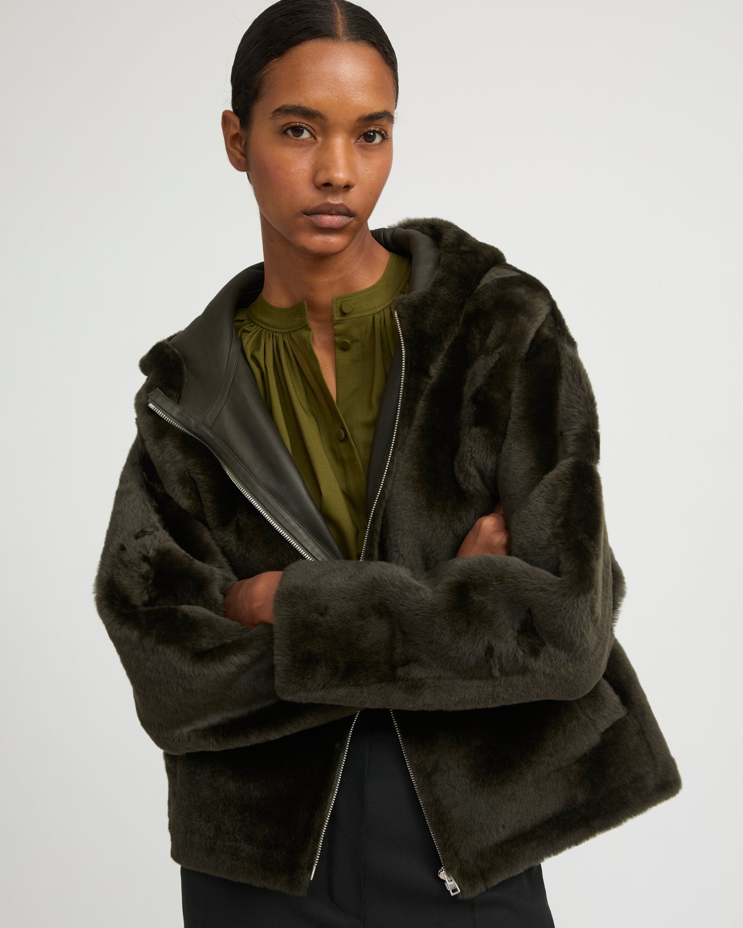 Hooded shearling jacket - Yves Salomon